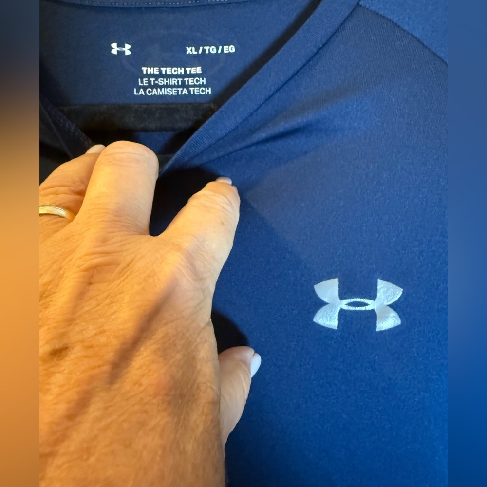 Under Armour Men's Navy Blue Crew Neck Short Sleeve Gym Tech Tee Size XL - Picture 2 of 8